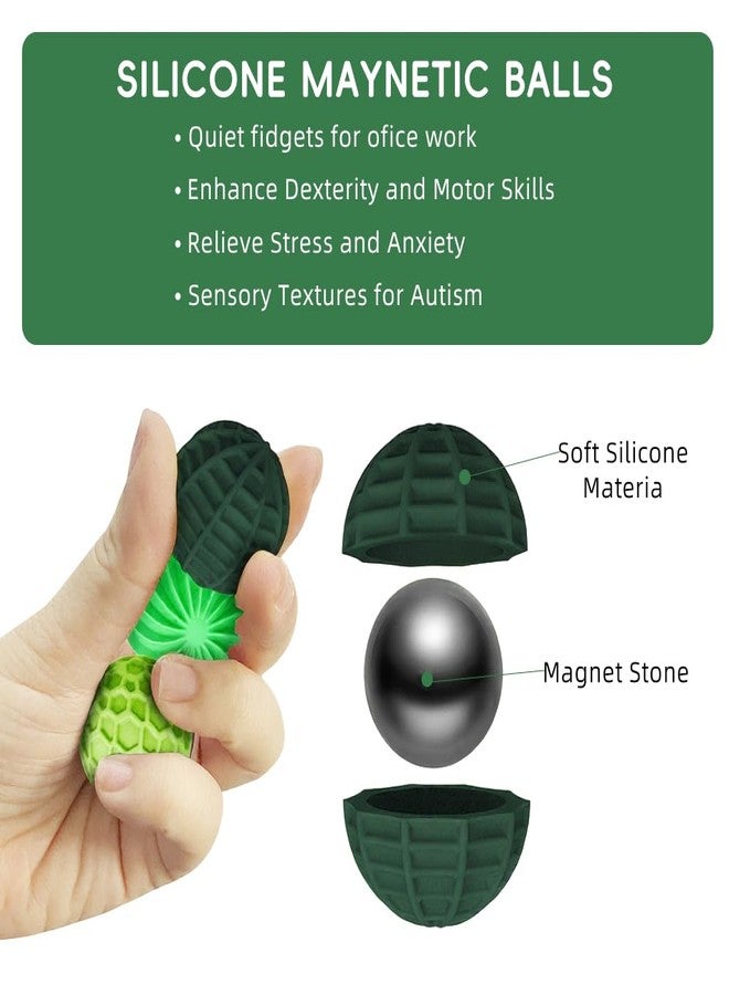 PATPAT® 4Pcs Magnetic Balls Stress Relief Toys Adults, with Storage Case, 0.94'' Dia Textured Silicone Fidget Toys Adults Magnet Balls for Relaxation, Mindful Training, Sensory Train, PDHD Therapy, - Image 3